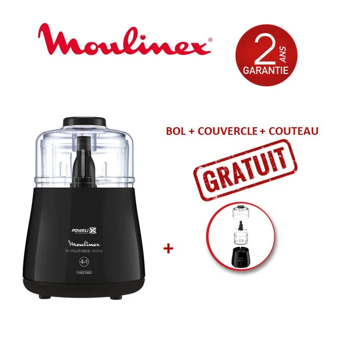 Moulinette Ramadan + Bol Gratuit 1000W DPA7R8M2 - MOULINEX