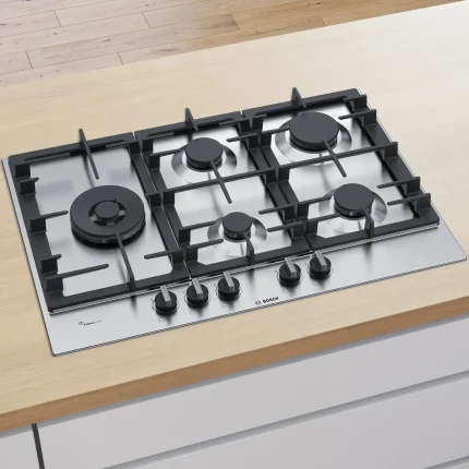 Plaque de Cuisson à Gaz 75 cm 5 Feux Acier inox - BOSCH