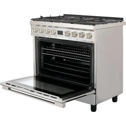 Cuisinière à Gaz 90 cm 6 Feux Gris INOX CPF9GPX - SMEG