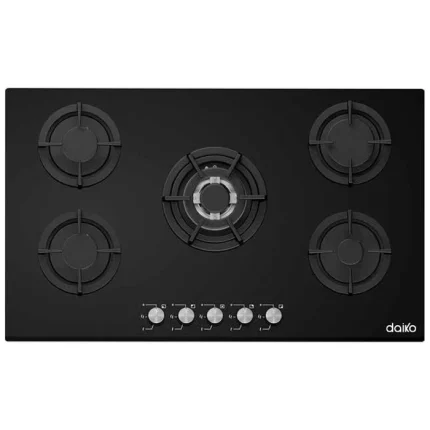 Plaque de Cuisson à Gaz 90 cm 5 Feux Noir - DAIKO